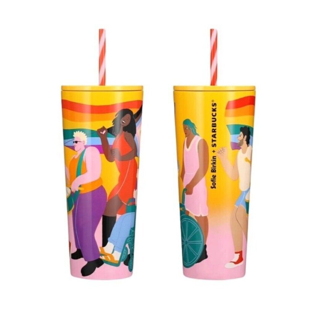Starbucks Sofie Birkin 2024 Yellow Summer Graphic Stainless Steel Cup Tumbler